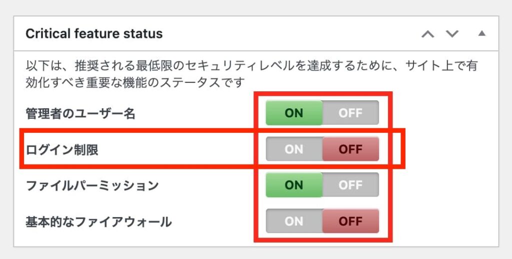 login-restrictionのステータス